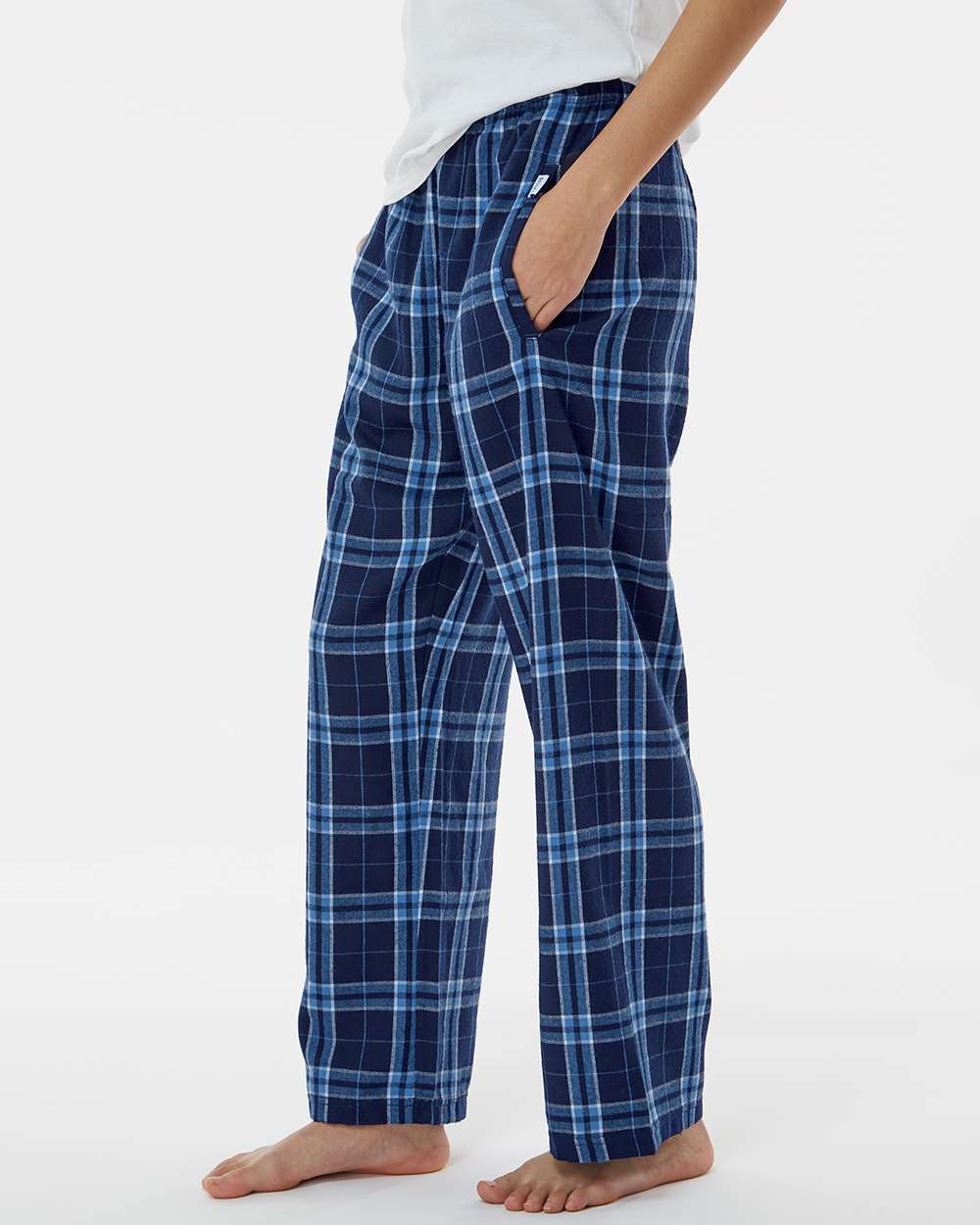 Youth Flannel Pants - OnModelSide - B20603133 - Navy/ Columbia Plaid