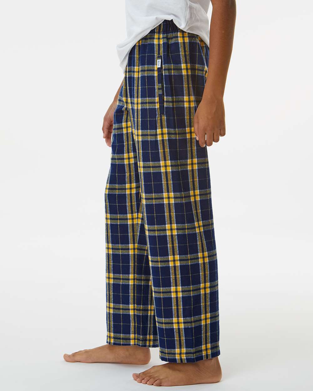 Youth Flannel Pants - OnModelSide - B20603143 - Navy/ Gold