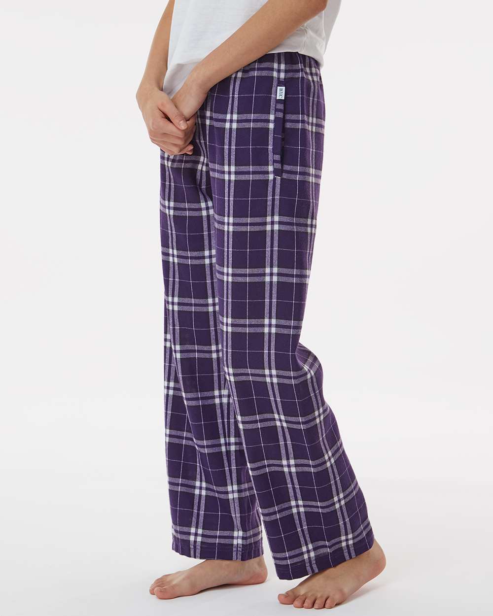 Youth Flannel Pants - OnModelSide - B20603153 - Purple/ White Plaid