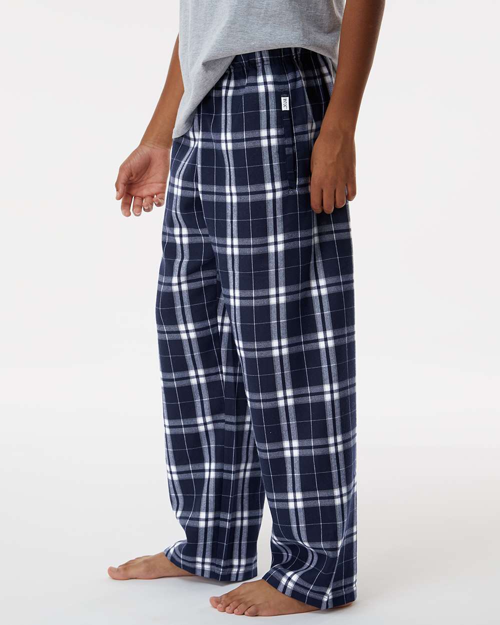Youth Flannel Pants - OnModelSide - B20603653 - Navy/ Silver Plaid