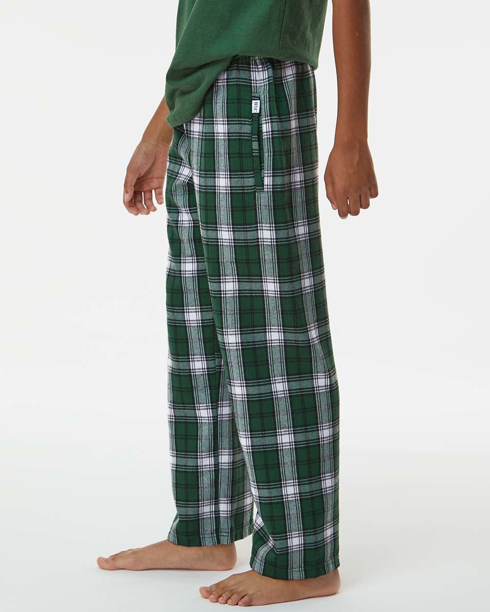 Youth Flannel Pants - OnModelSide - B20603923 - Green/ White Plaid