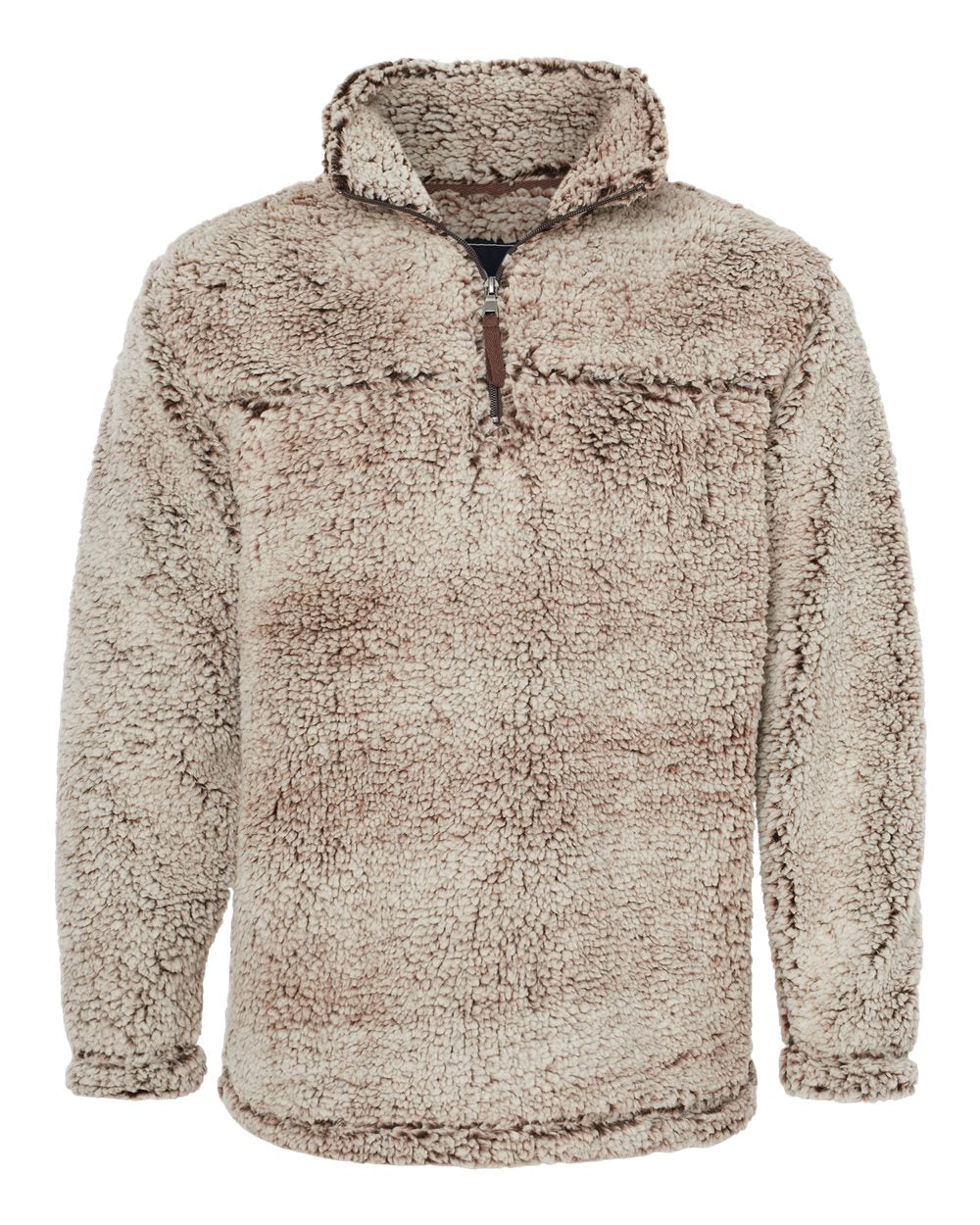 Unisex Sherpa Fleece Quarter-Zip Pullover - Front - B36703362 - Frosty Chocolate