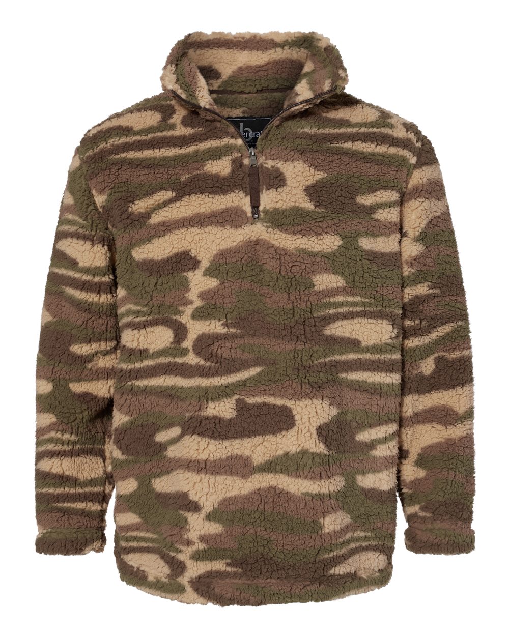 Unisex Sherpa Fleece Quarter-Zip Pullover - Front - B36703992 - Desert Camo