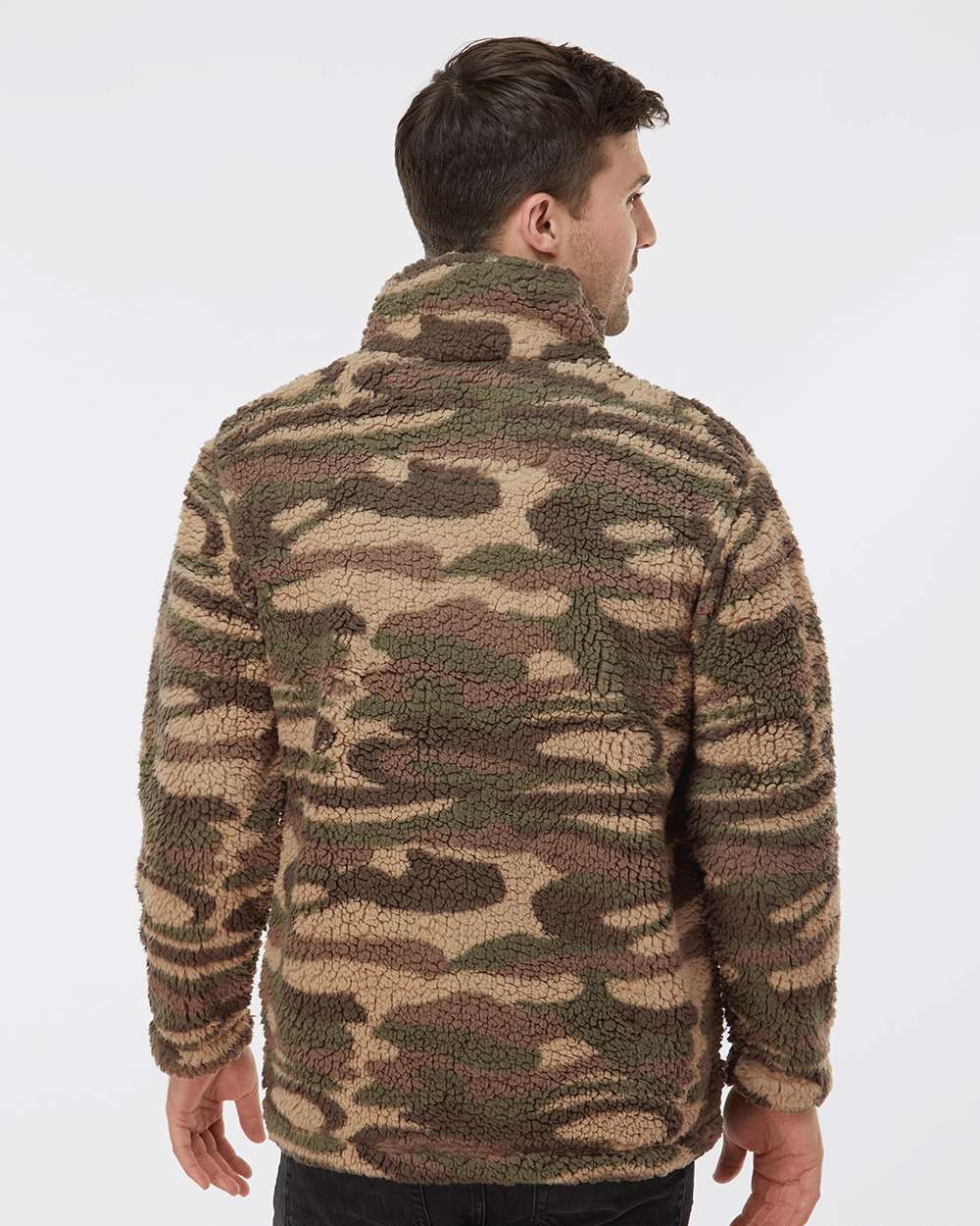 Unisex Sherpa Fleece Quarter-Zip Pullover - OnModelBack - B36703992 - Desert Camo