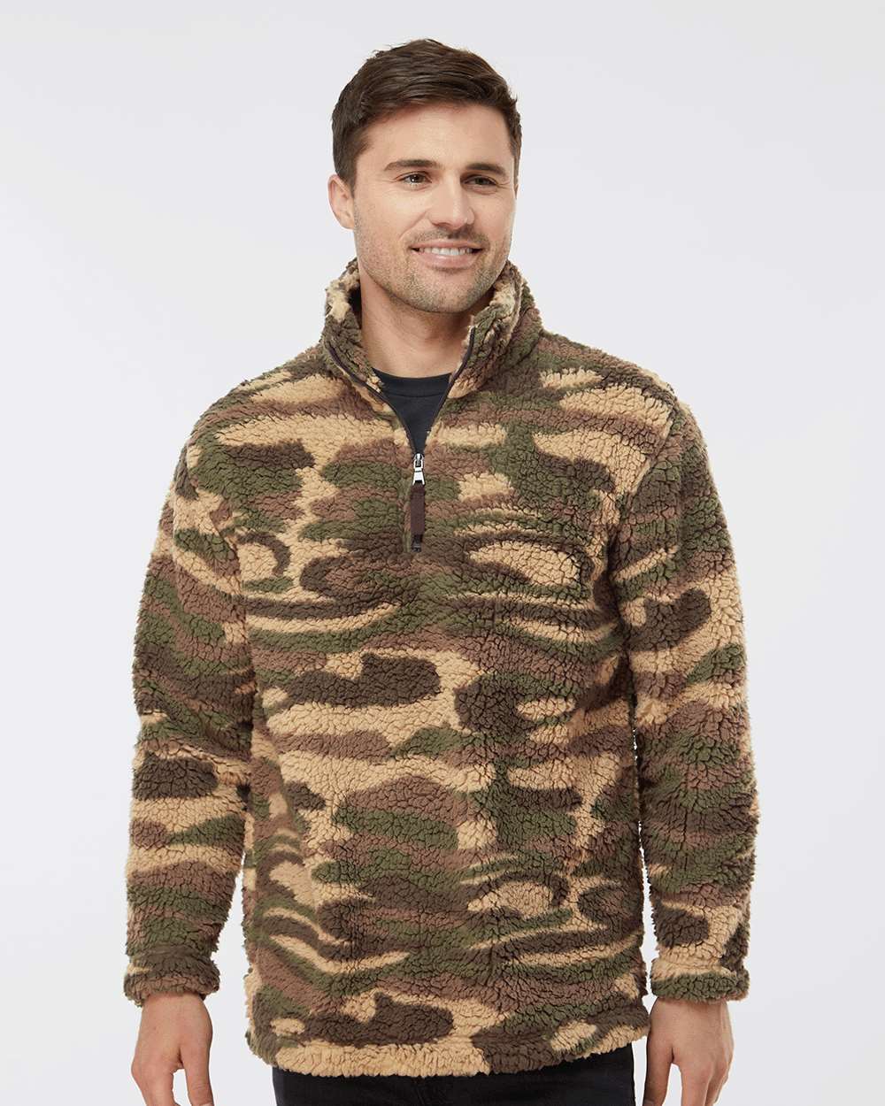 Unisex Sherpa Fleece Quarter-Zip Pullover - OnModelFront - B36703992 - Desert Camo