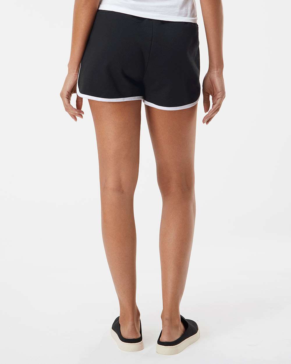 Women’s Relay Shorts - OnModelBack - B50703502 - Black/ White