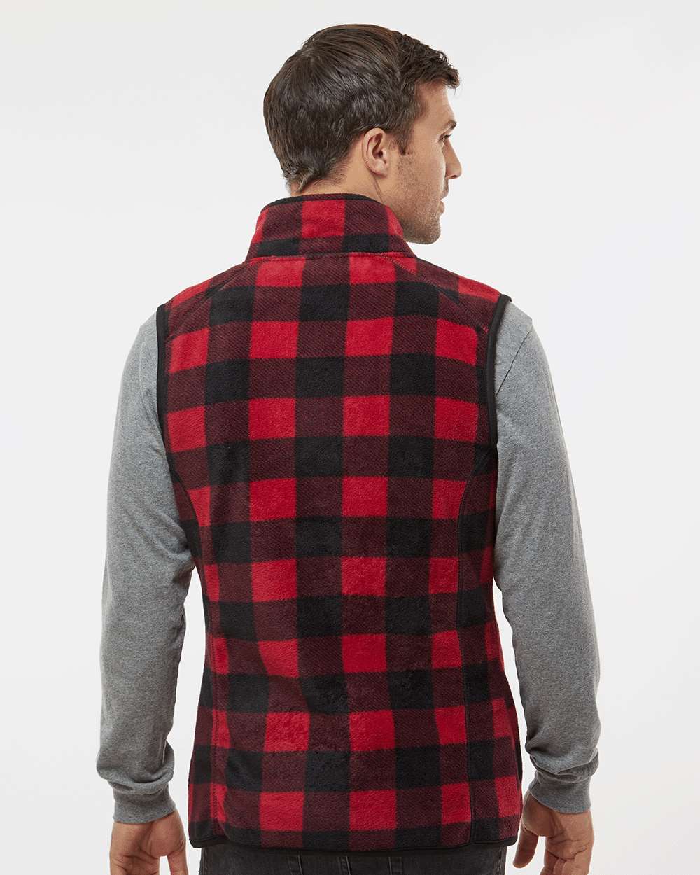 Men's Polar Fleece Vest - OnModelBack - B15986723 - Red/ Black