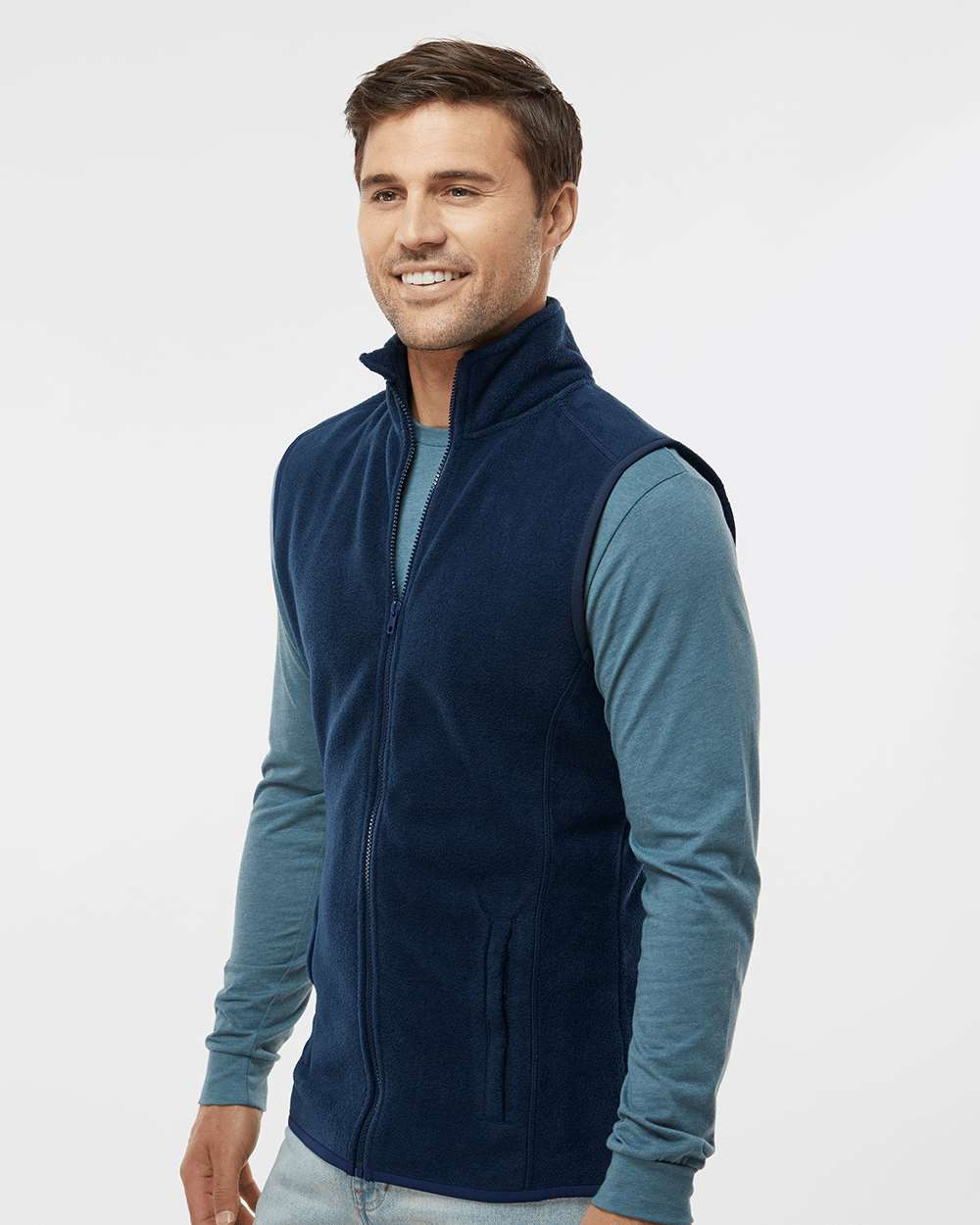 Men's Polar Fleece Vest - OnModelSide - B15986654 - Navy