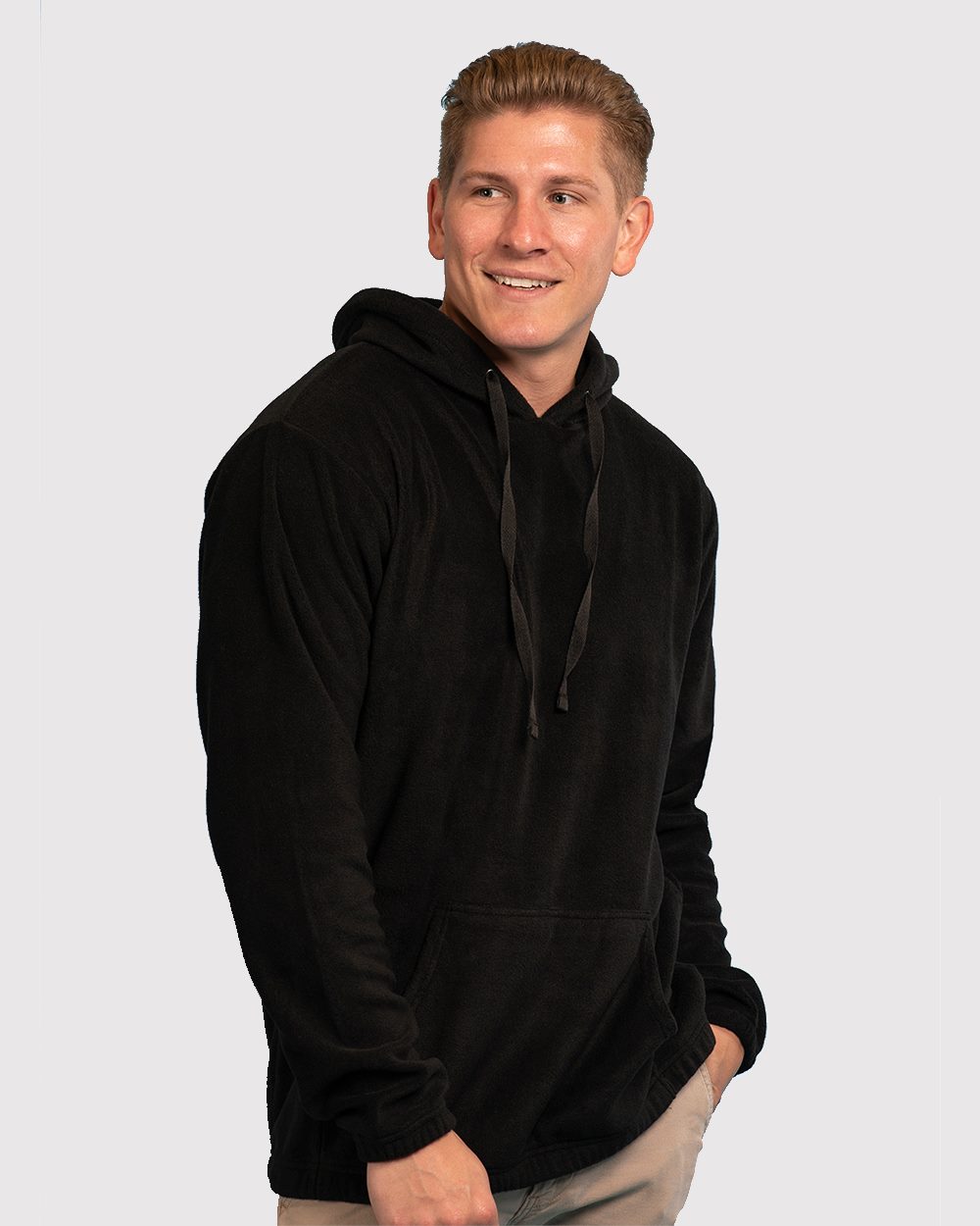 Men's Polar Fleece Hooded Pullover - styleImage