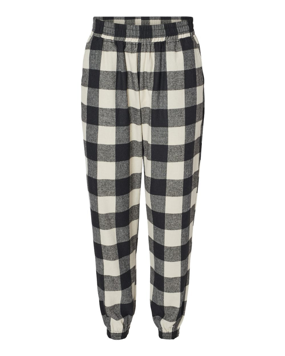 Unisex Flannel Joggers - Front - B16886242 - Ecru/ Black