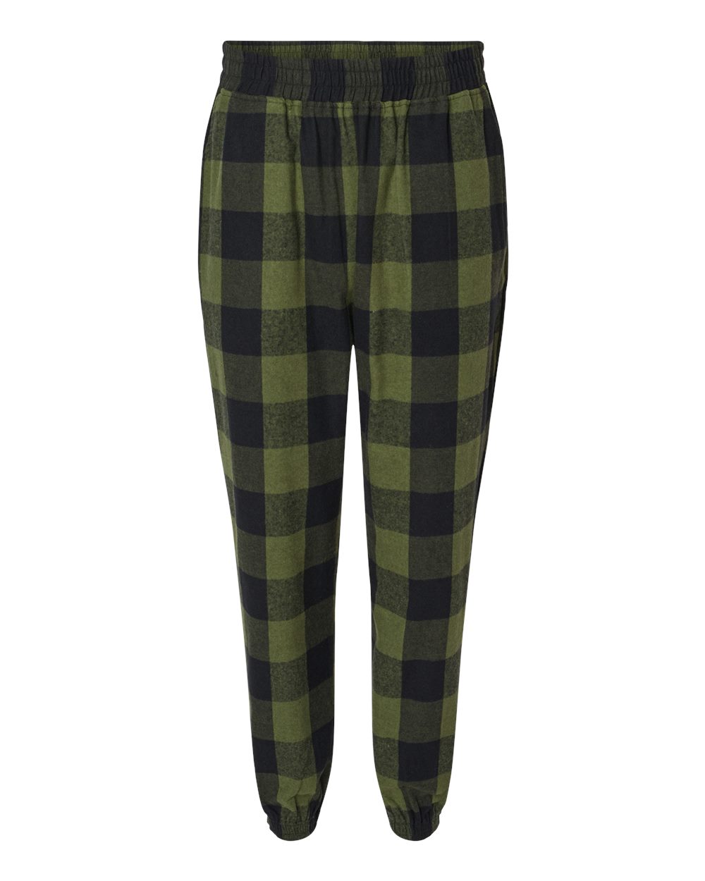 Unisex Flannel Joggers - Front - B16886542 - Army/ Black