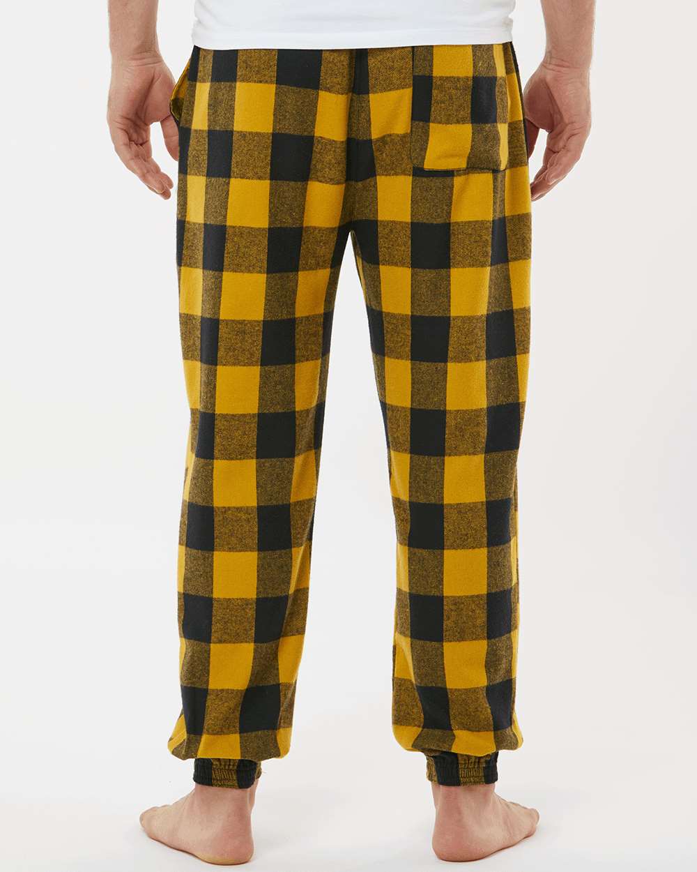 Unisex Flannel Joggers - OnModelBack - B16886122 - Gold/ Black