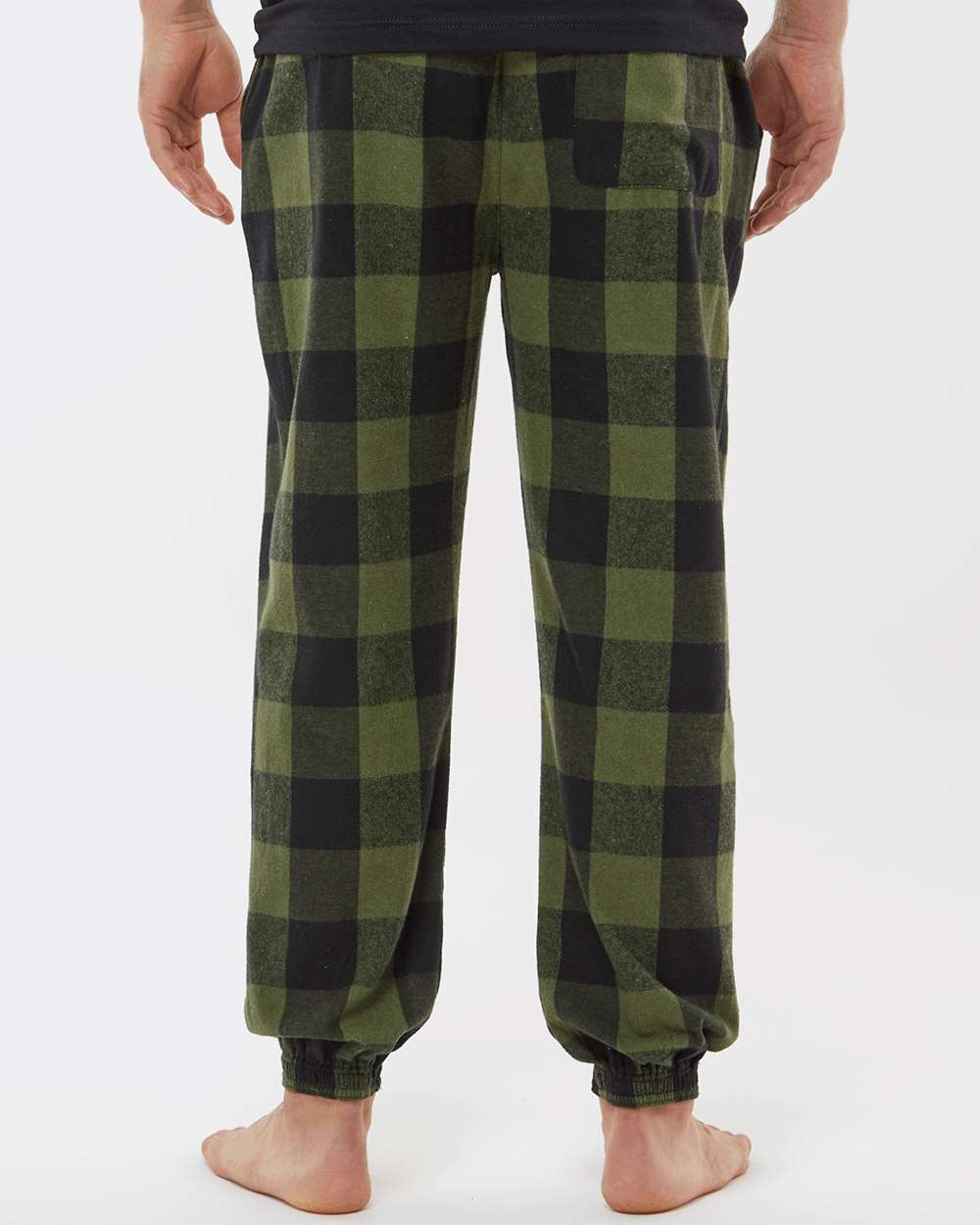 Unisex Flannel Joggers - OnModelBack - B16886542 - Army/ Black