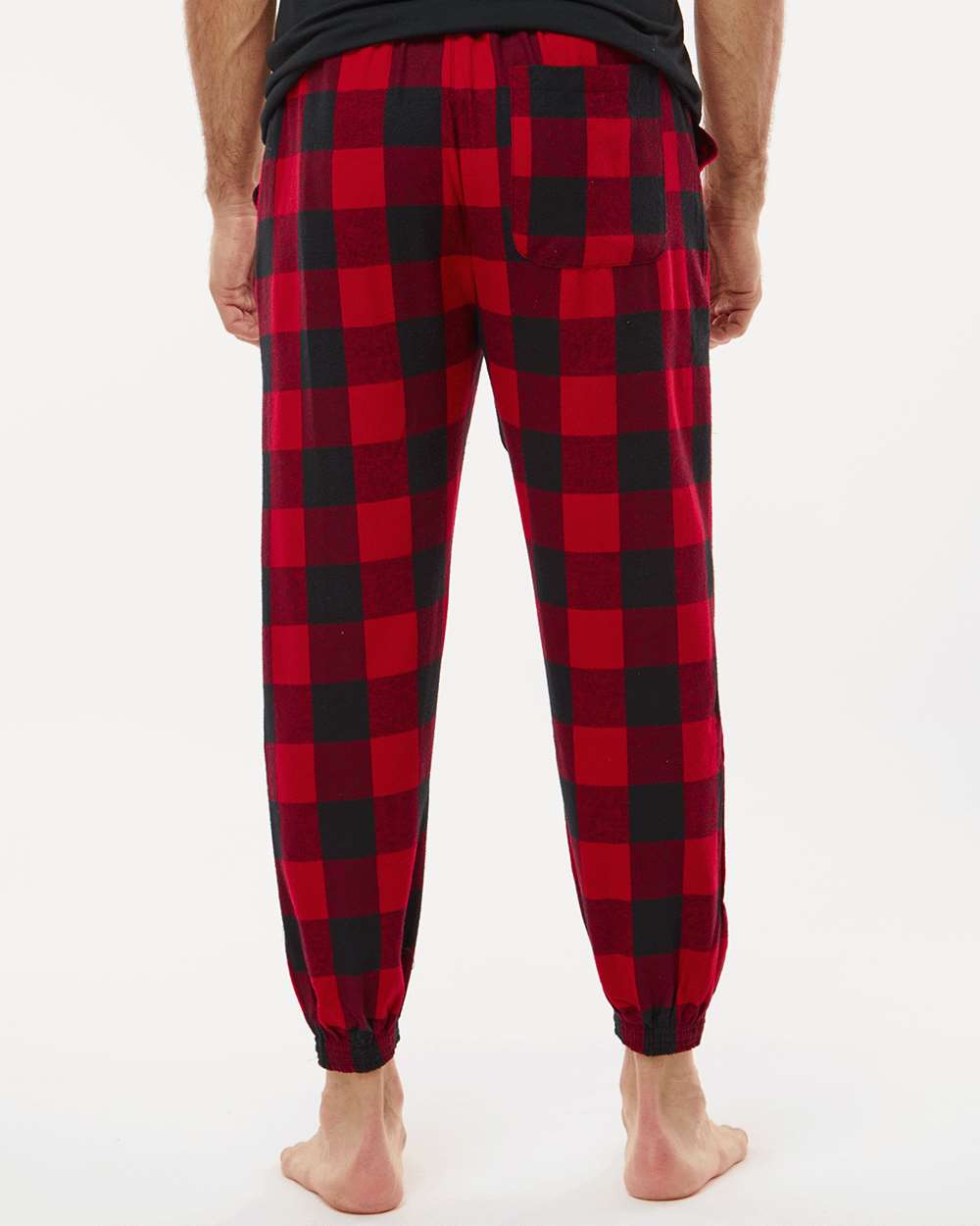 Unisex Flannel Joggers - OnModelBack - B16886722 - Red/ Black