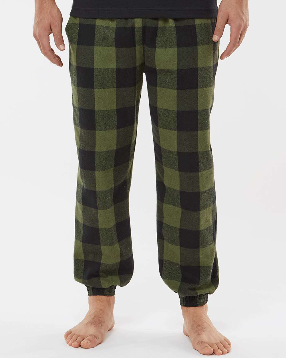 Unisex Flannel Joggers - OnModelFront - B16886542 - Army/ Black