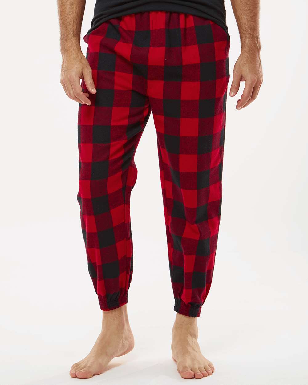 Unisex Flannel Joggers - OnModelFront - B16886722 - Red/ Black