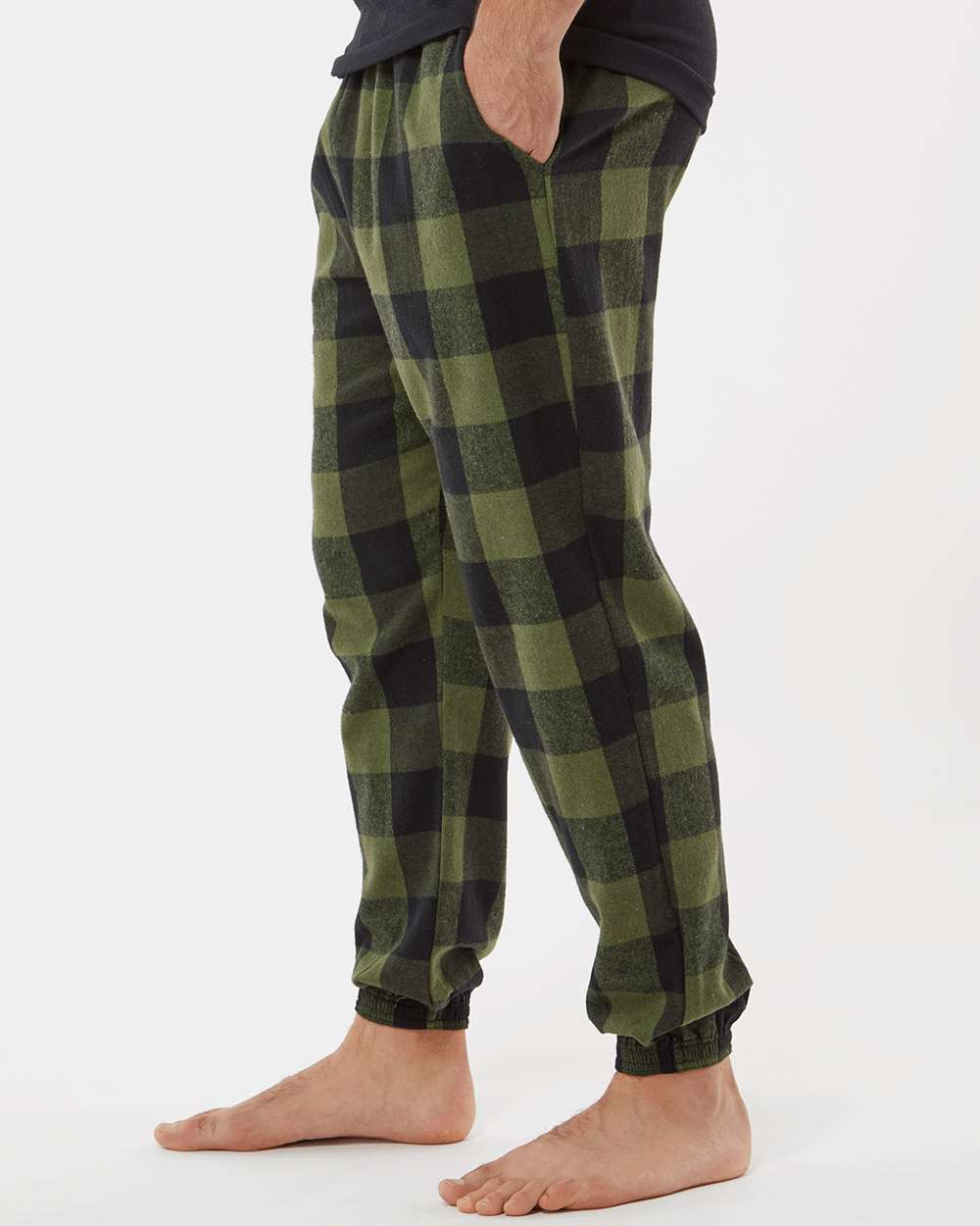 Unisex Flannel Joggers - OnModelSide - B16886542 - Army/ Black