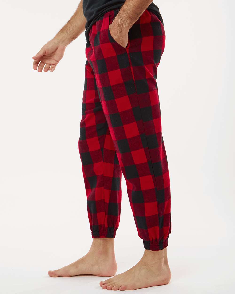 Unisex Flannel Joggers - OnModelSide - B16886722 - Red/ Black
