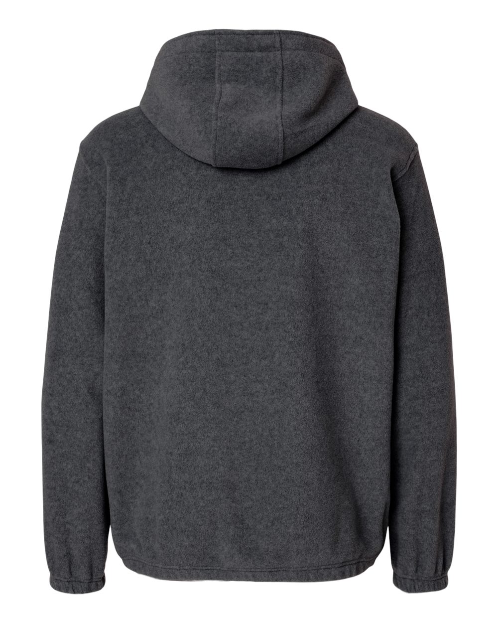 Men's Polar Fleece Quarter-Zip Hooded Pullover - Back - B16986093 - Heather Charcoal