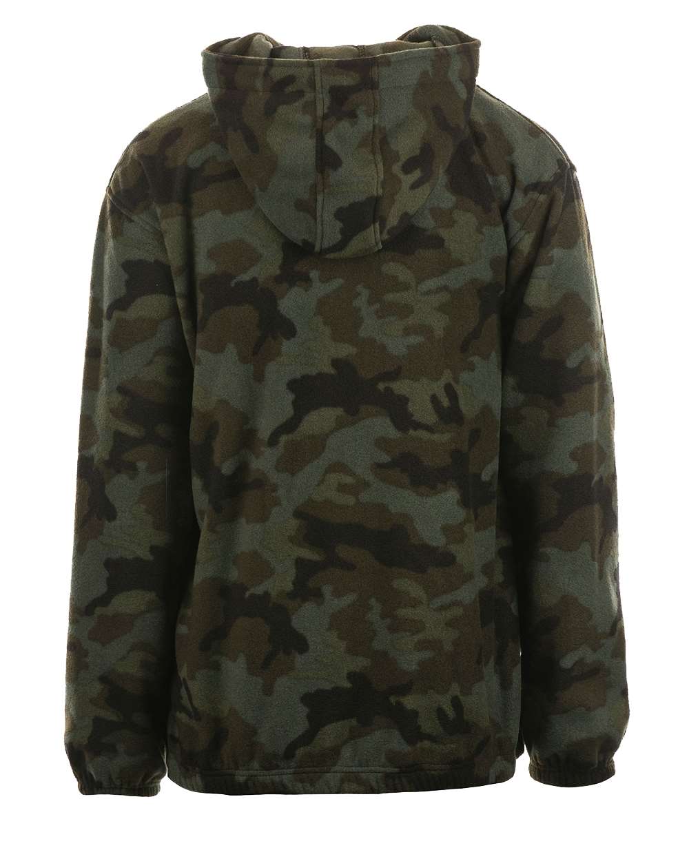 Men's Polar Fleece Quarter-Zip Hooded Pullover - Back - B16986543 - Green Camo