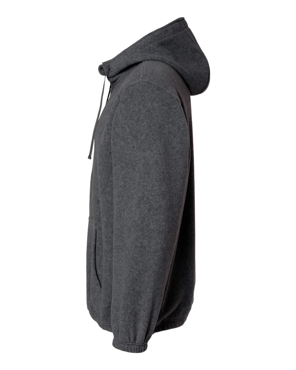 Men's Polar Fleece Quarter-Zip Hooded Pullover - DirectSide - B16986093 - Heather Charcoal