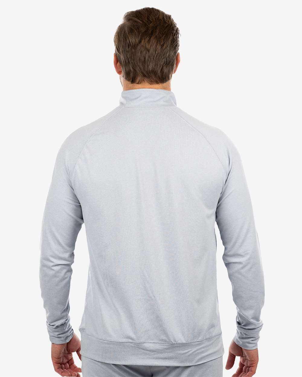 Men's Dawn to Dusk Quarter-Zip Pullover - OnModelBack - B00886093 - Heather Light Grey