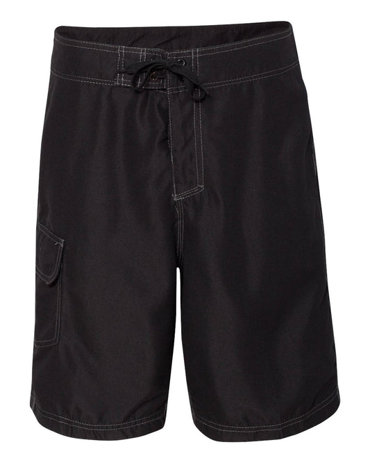 Men's Solid Board Shorts - Front - B18186503 - Black