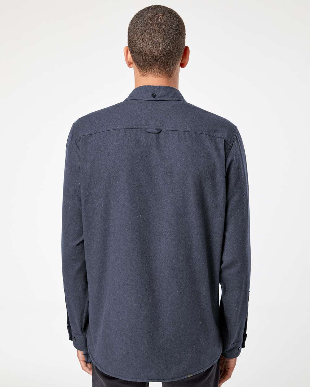 Men's Solid Flannel Shirt - OnModelBack - B13686683 - Denim