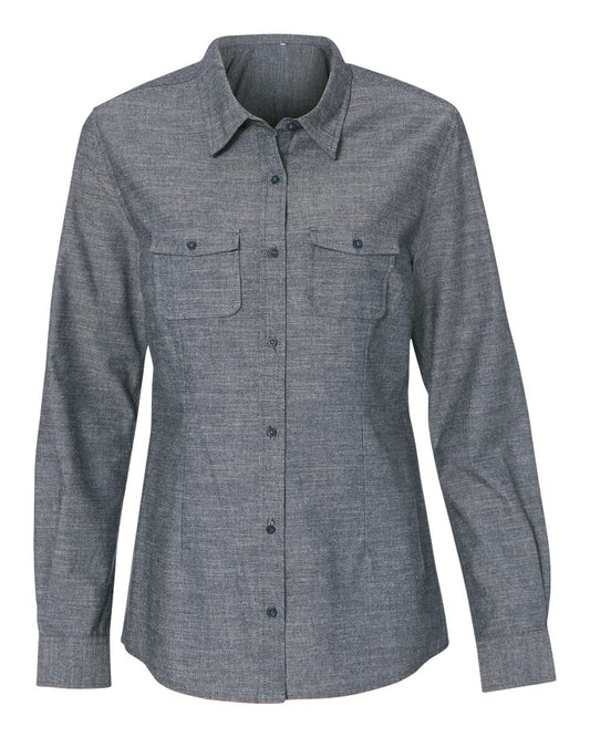 Women's Chambray Shirt - Front - B82586653 - Dark Denim