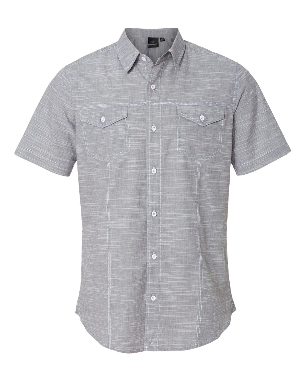 Men's Textured Solid Short Sleeve Shirt - Front - B16286503 - Black