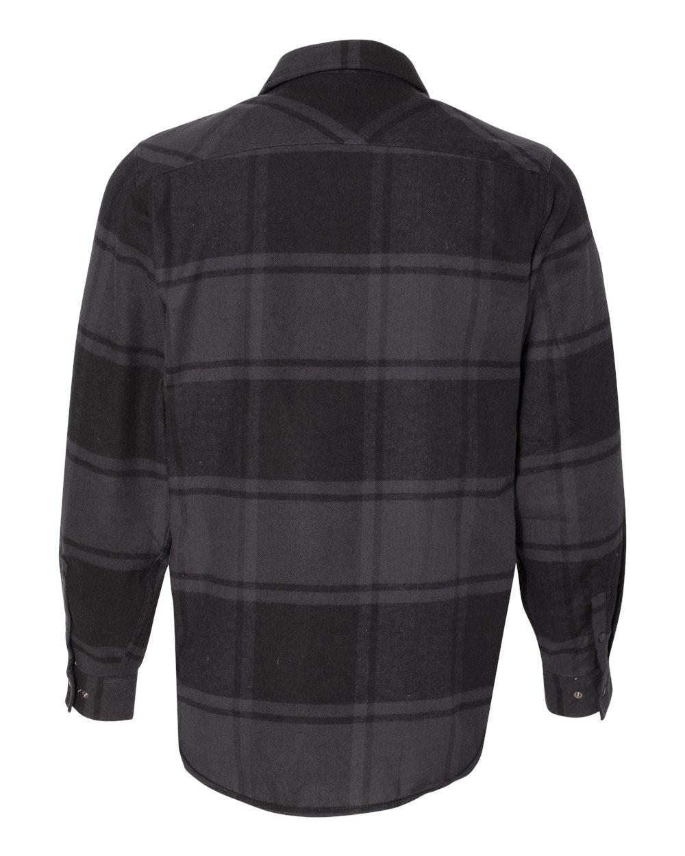 Men's Snap Front Plaid Flannel Shirt - Back - B13186503 - Black