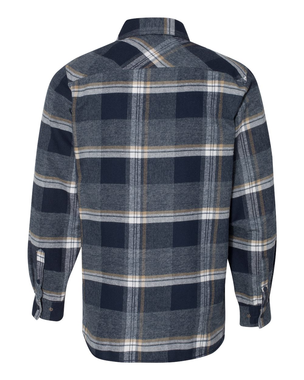 Men's Snap Front Plaid Flannel Shirt - Back - B13186513 - Indigo