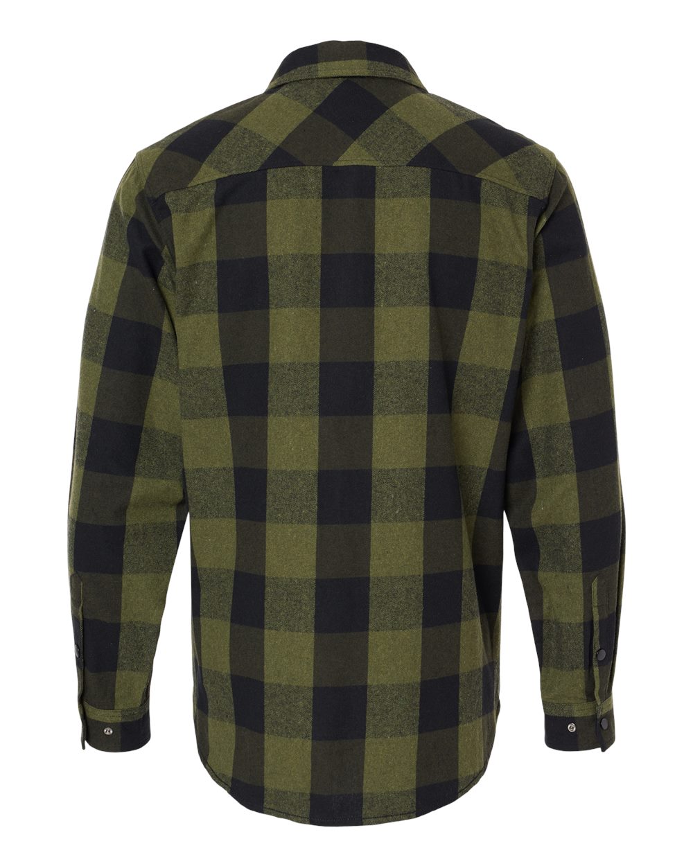Men's Snap Front Plaid Flannel Shirt - Back - B13186543 - Army/ Black