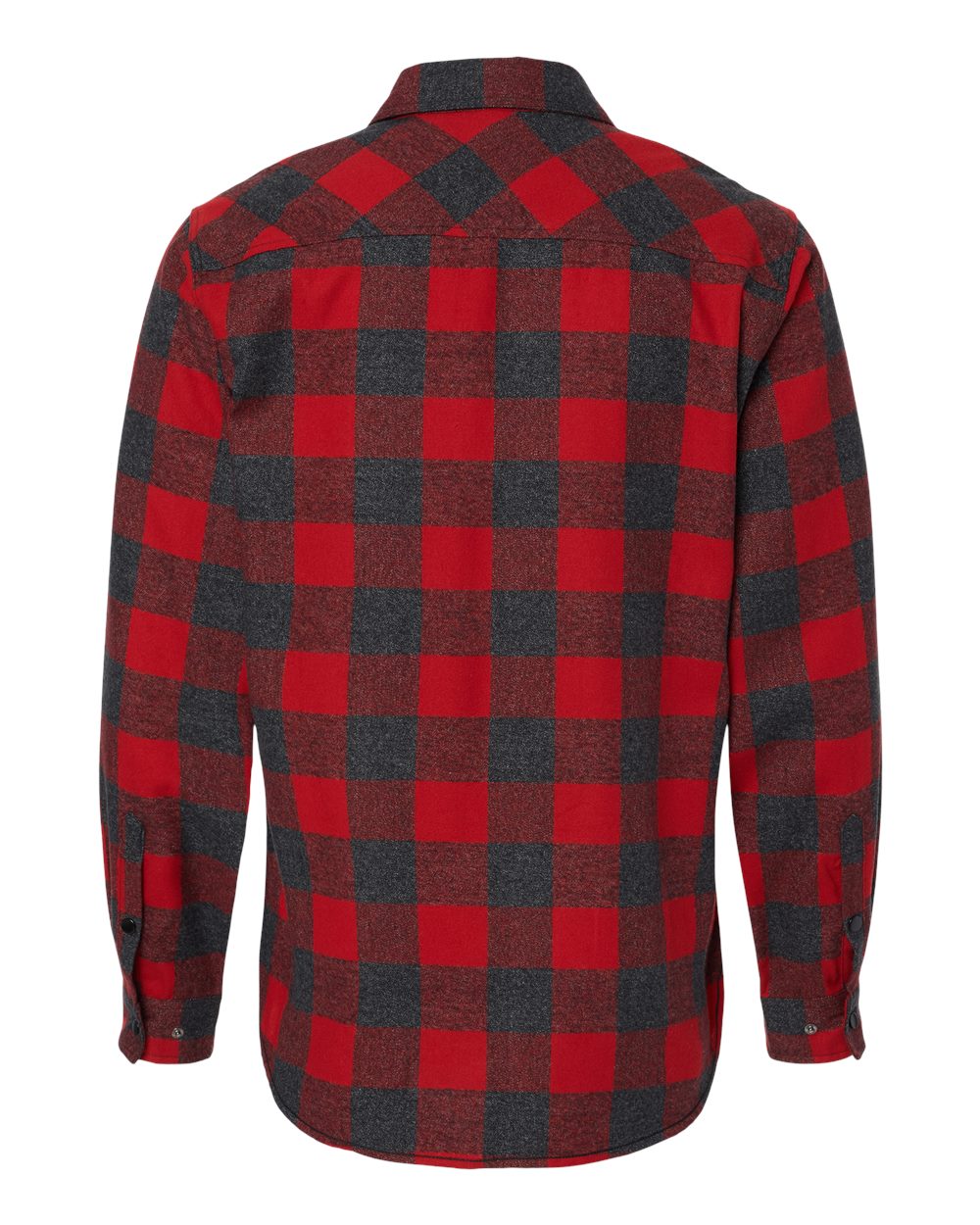 Men's Snap Front Plaid Flannel Shirt - Back - B13186993 - Red/ Heather Black