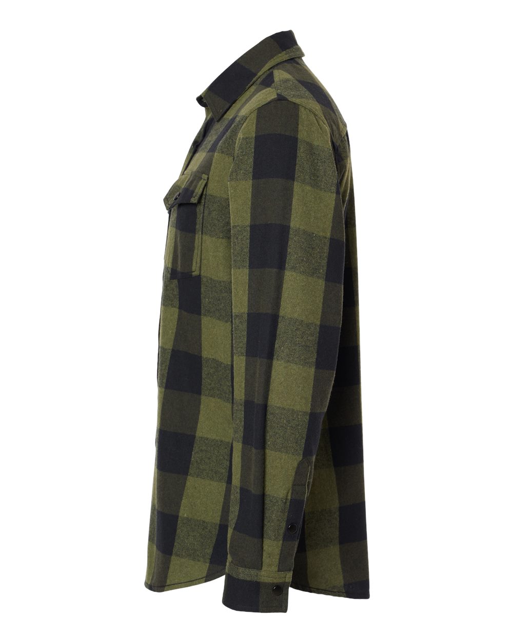 Men's Snap Front Plaid Flannel Shirt - DirectSide - B13186543 - Army/ Black