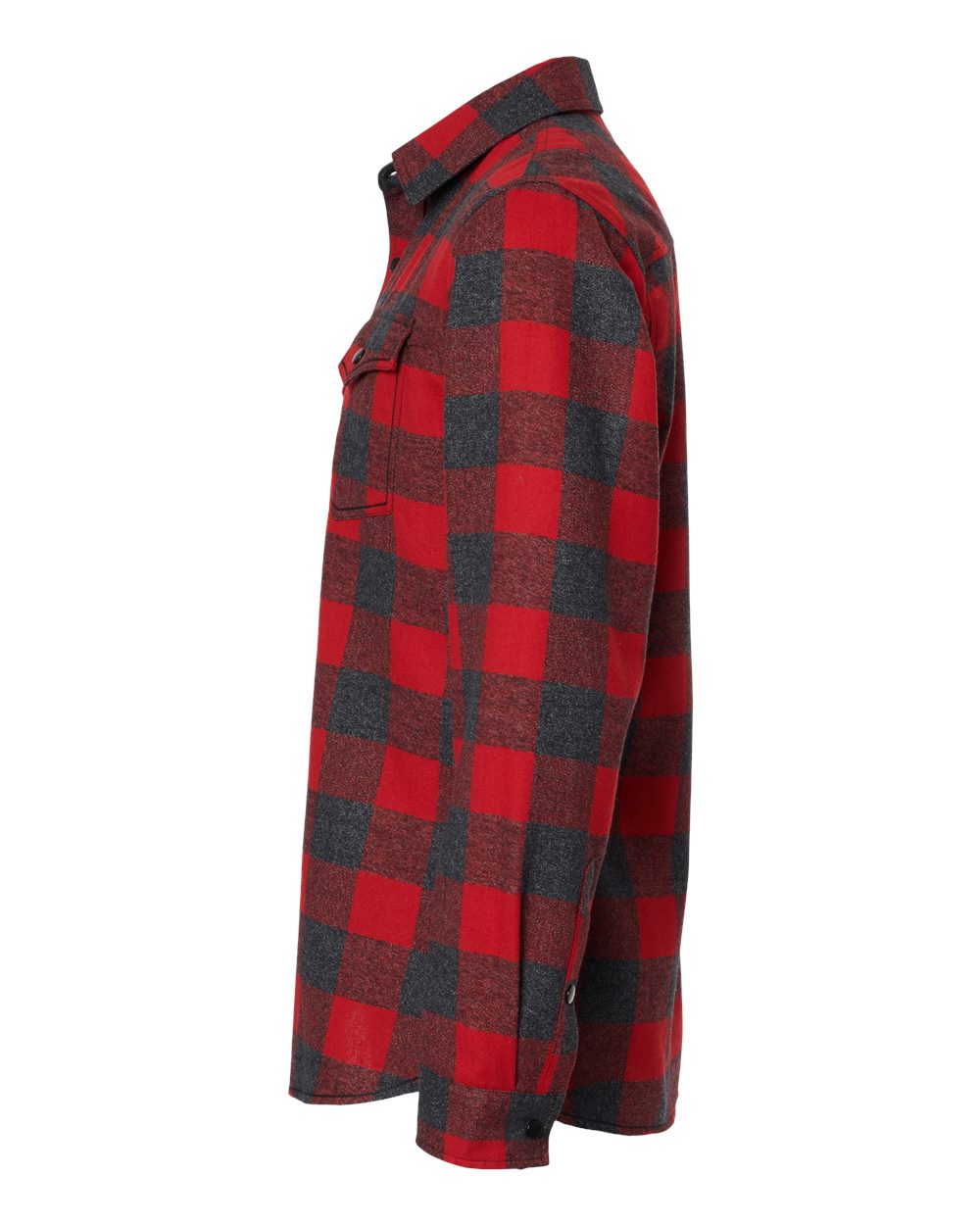 Men's Snap Front Plaid Flannel Shirt - DirectSide - B13186993 - Red/ Heather Black