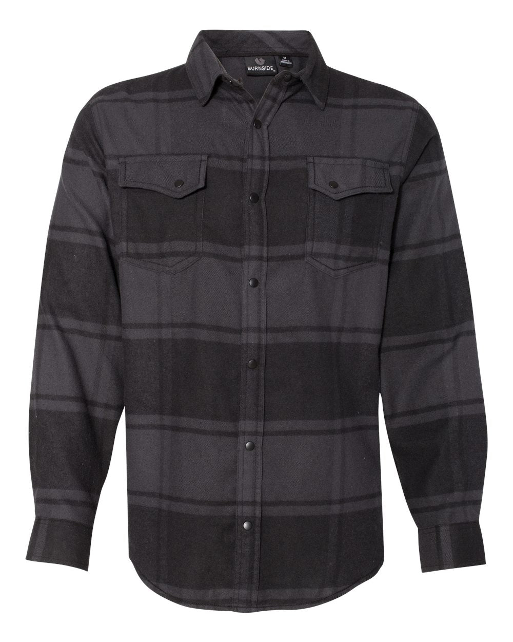 Men's Snap Front Plaid Flannel Shirt - Front - B13186503 - Black