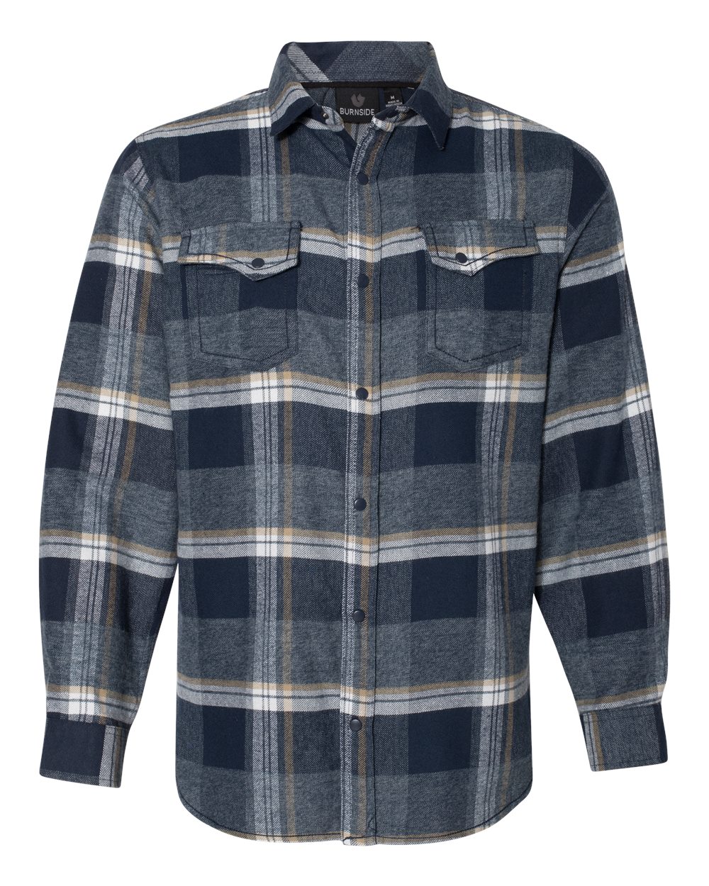 Men's Snap Front Plaid Flannel Shirt - Front - B13186513 - Indigo