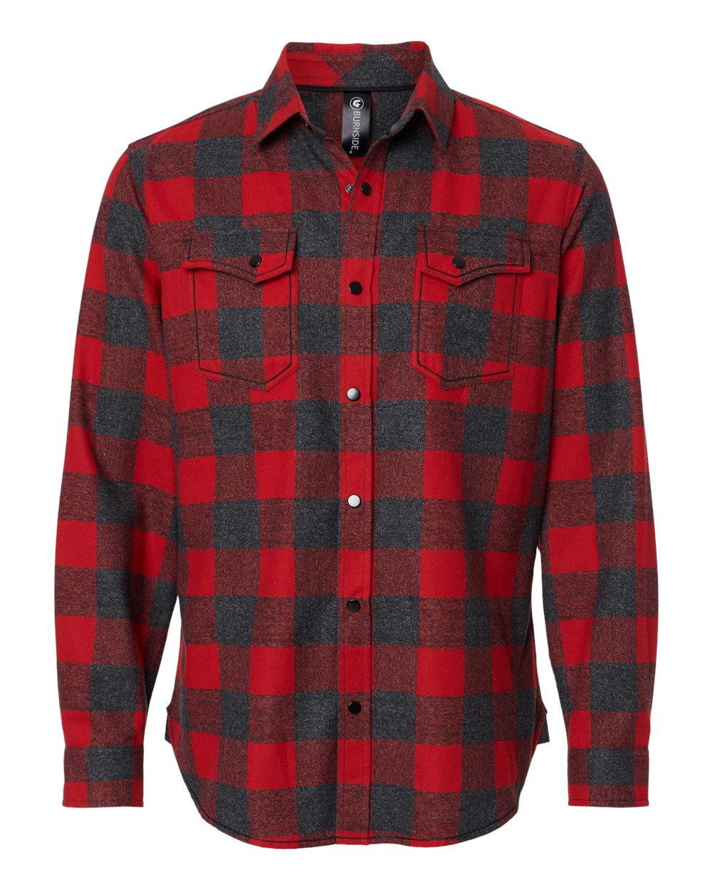 Men's Snap Front Plaid Flannel Shirt - Front - B13186993 - Red/ Heather Black