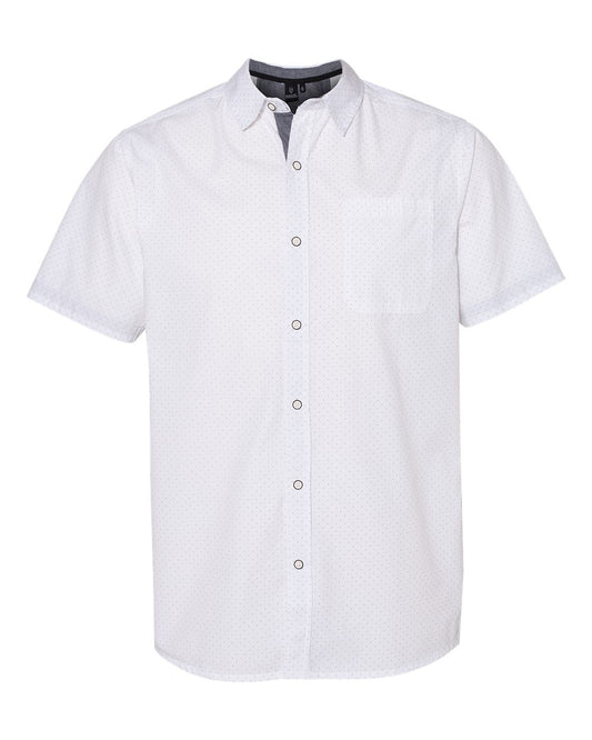 Men's Peached Printed Poplin Short Sleeve Shirt - Front - B13086013 - White/ Black Dot
