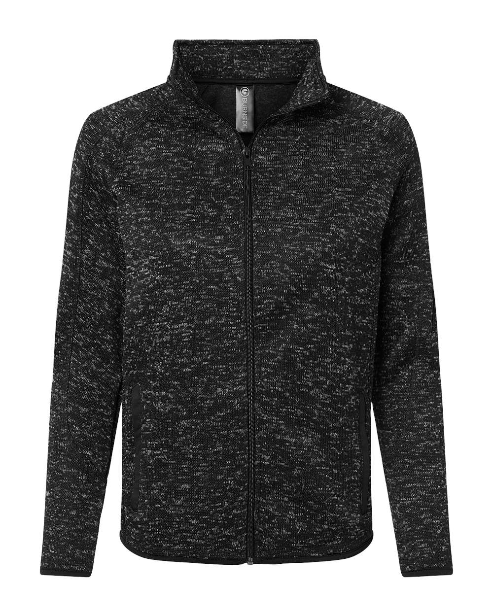Women's Sweater Knit Jacket - Front - B18886503 - Heather Black