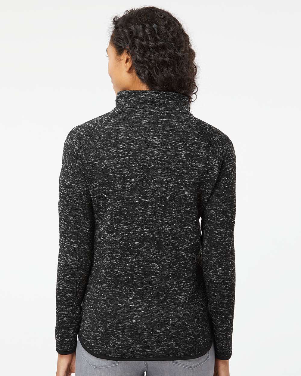 Women's Sweater Knit Jacket - OnModelBack - B18886503 - Heather Black