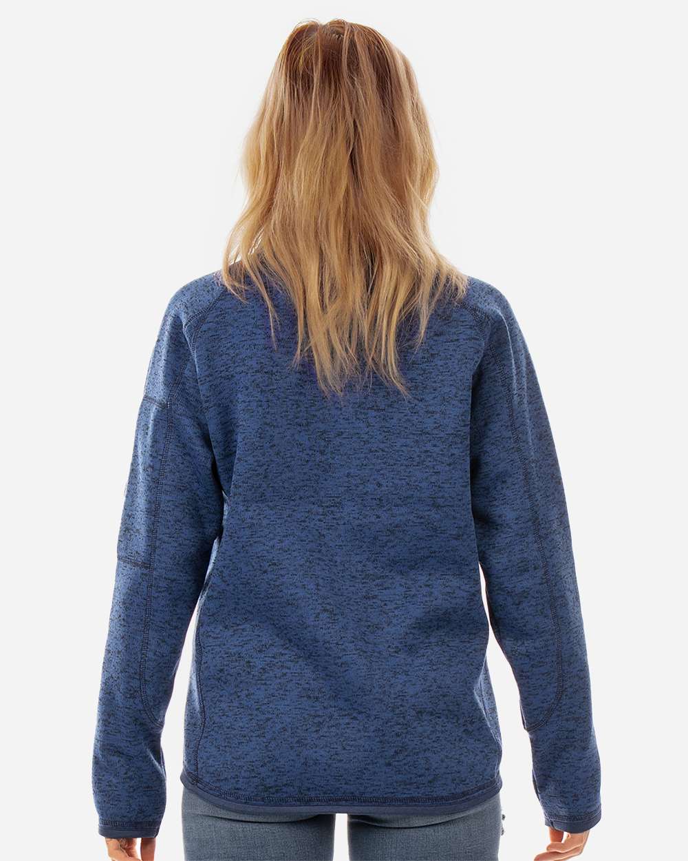 Women's Sweater Knit Jacket - OnModelBack - B18886653 - Heather Navy