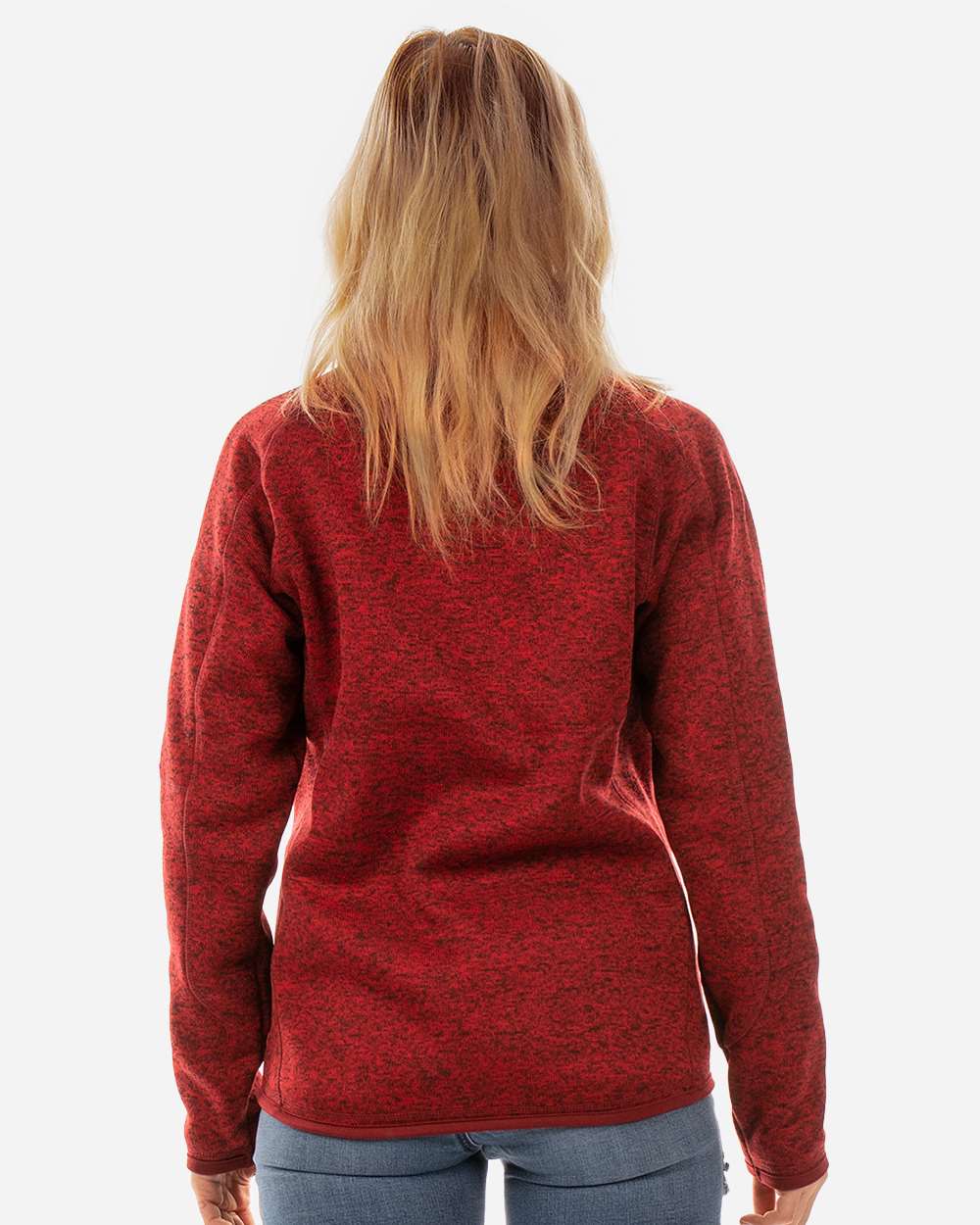 Women's Sweater Knit Jacket - OnModelBack - B18886703 - Heather Red