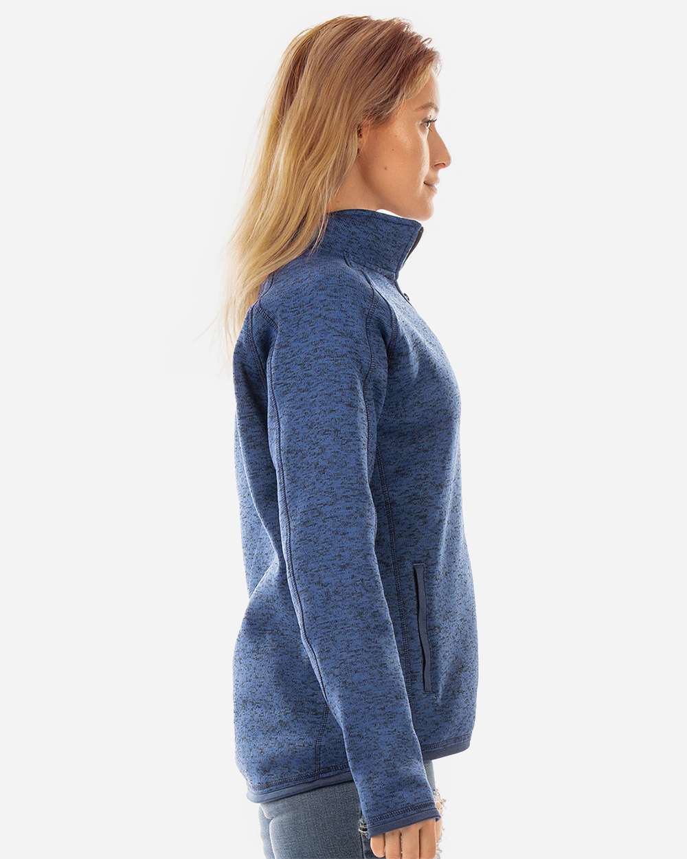 Women's Sweater Knit Jacket - OnModelSide - B18886653 - Heather Navy