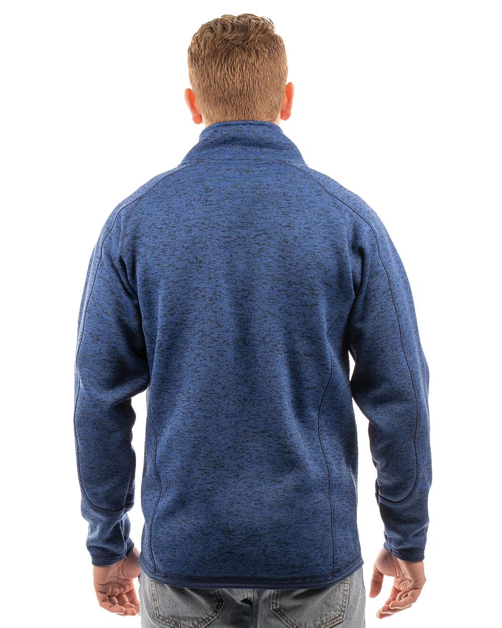 Men's Sweater Knit Jacket - Back - B01086653 - Heather Navy