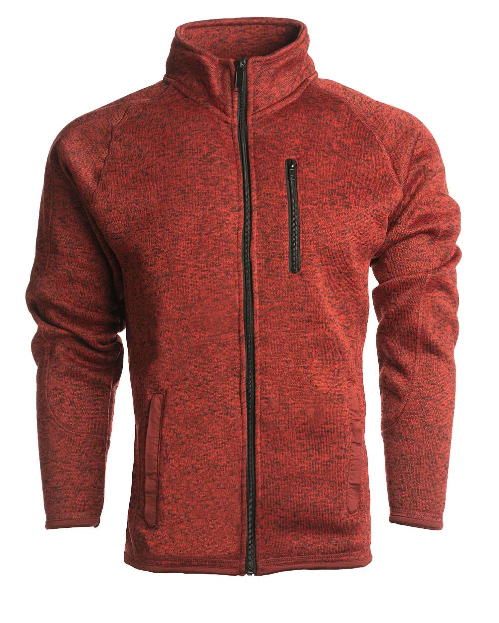 Men's Sweater Knit Jacket - Front - B01086703 - Heather Red