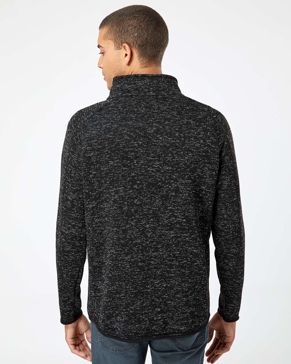 Men's Sweater Knit Jacket - OnModelBack - B01086503 - Heather Black