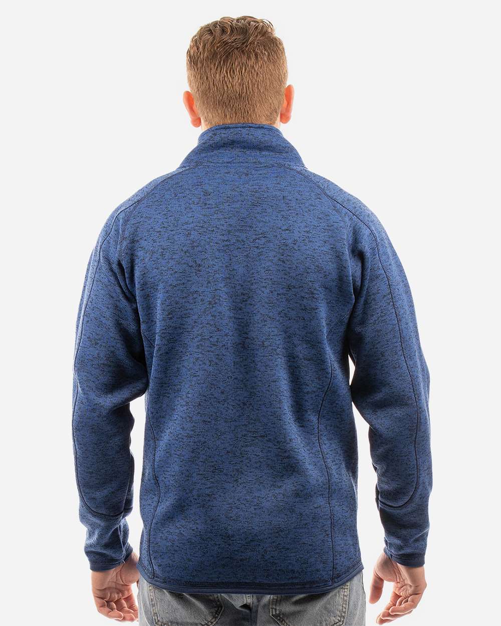 Men's Sweater Knit Jacket - OnModelBack - B01086653 - Heather Navy