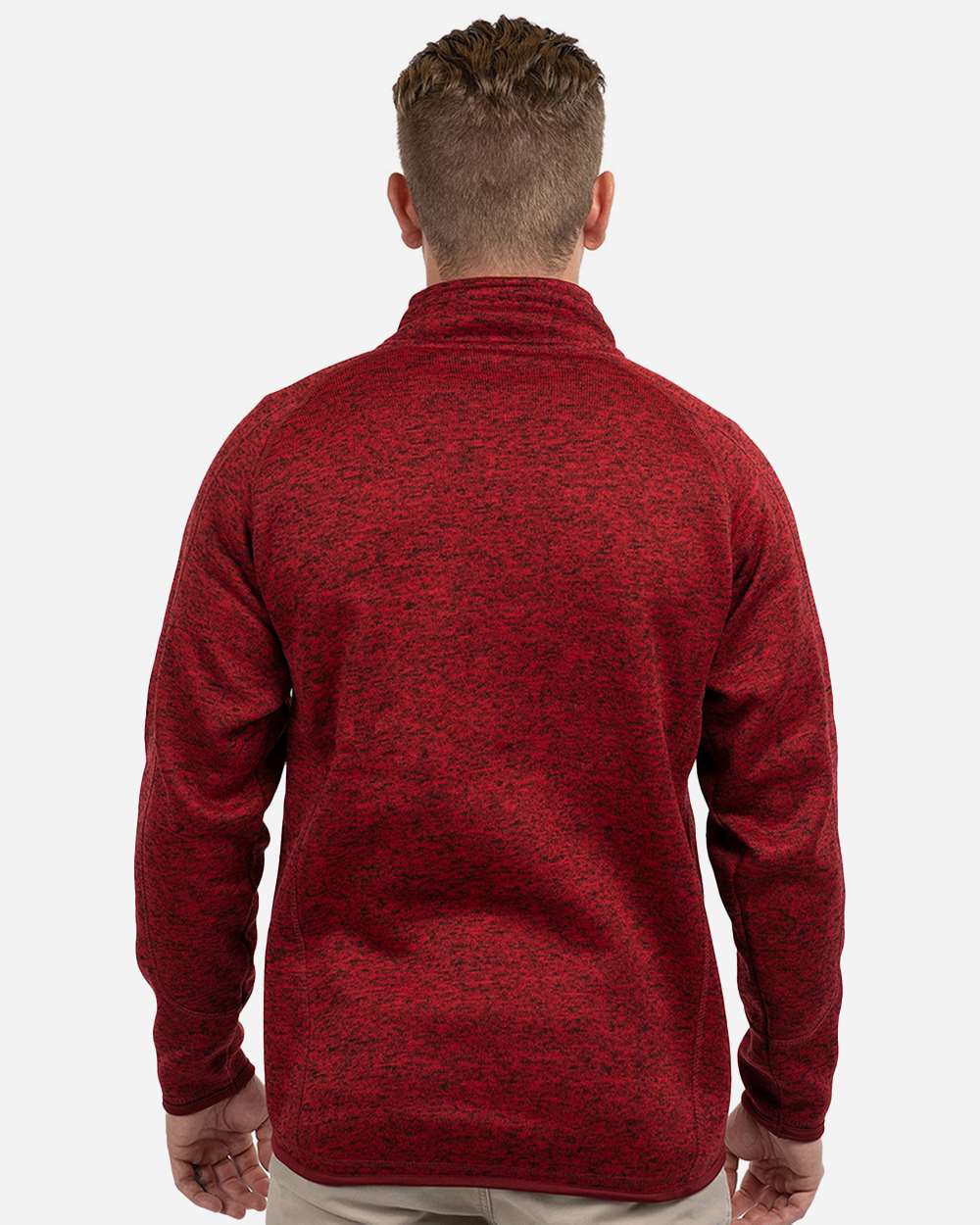 Men's Sweater Knit Jacket - OnModelBack - B01086703 - Heather Red